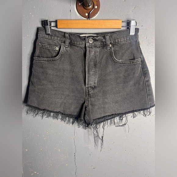 Reformation Pants - Reformation Black Denim Distressed Shorts 3” in size 28